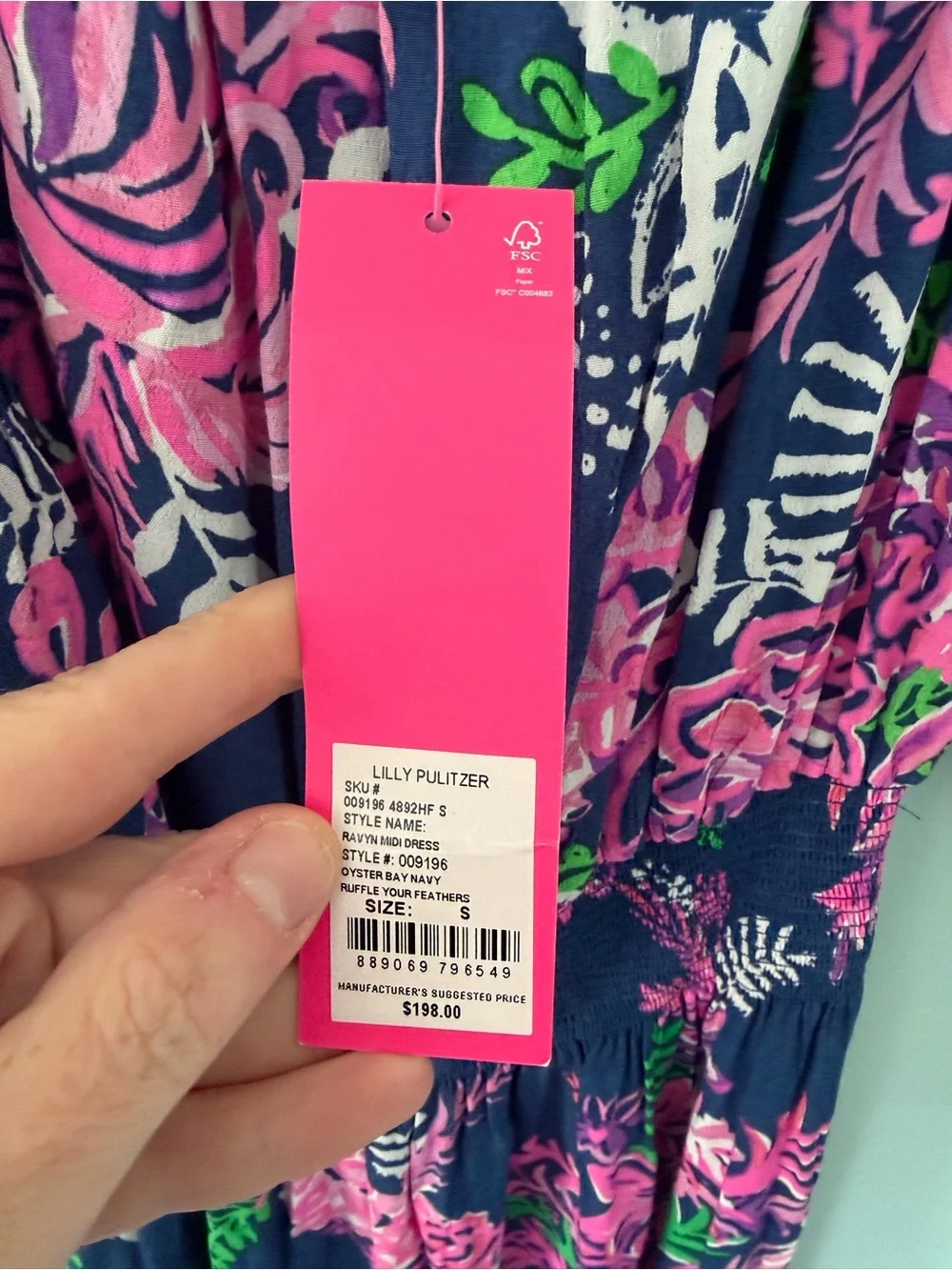 Lilly Pulitzer Navy Maxi Dress with Pink Floral Print